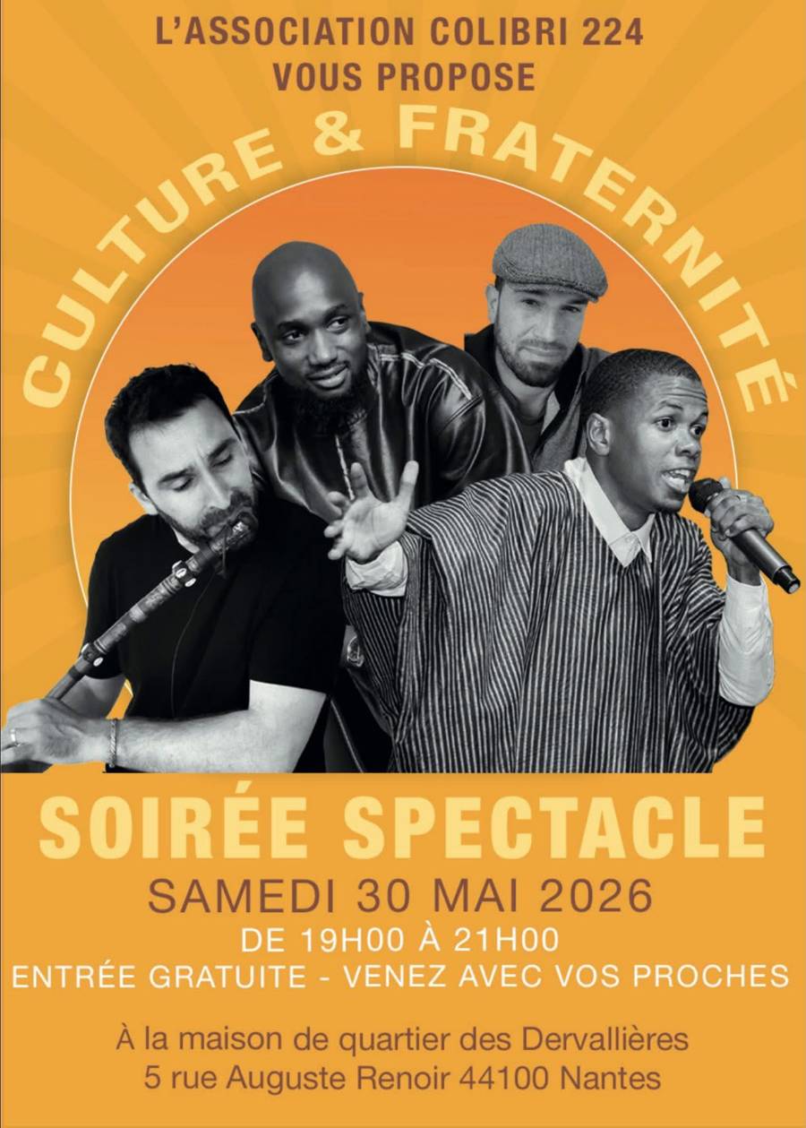 Affiche de Une soirée Culture & Fraternité annoncée à Nantes